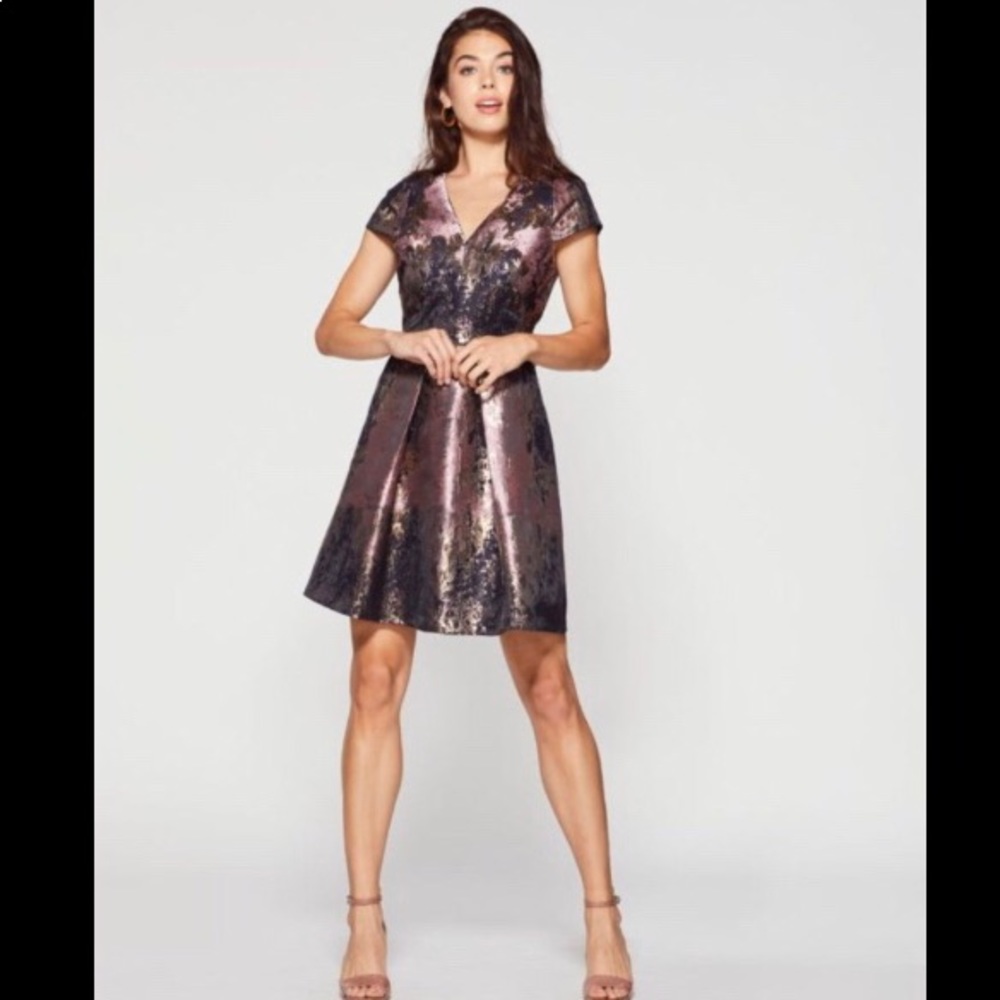 Vince Camuto metallic fit and flare dress